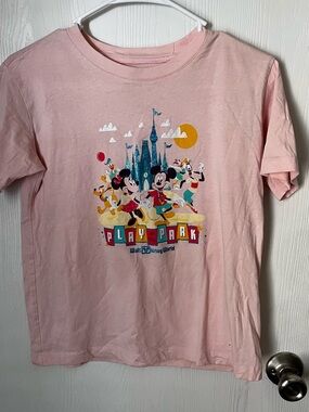 Walt Disney Wold Pink Graphic 'Play Park' Mickey & Friends Tee Size XL 14